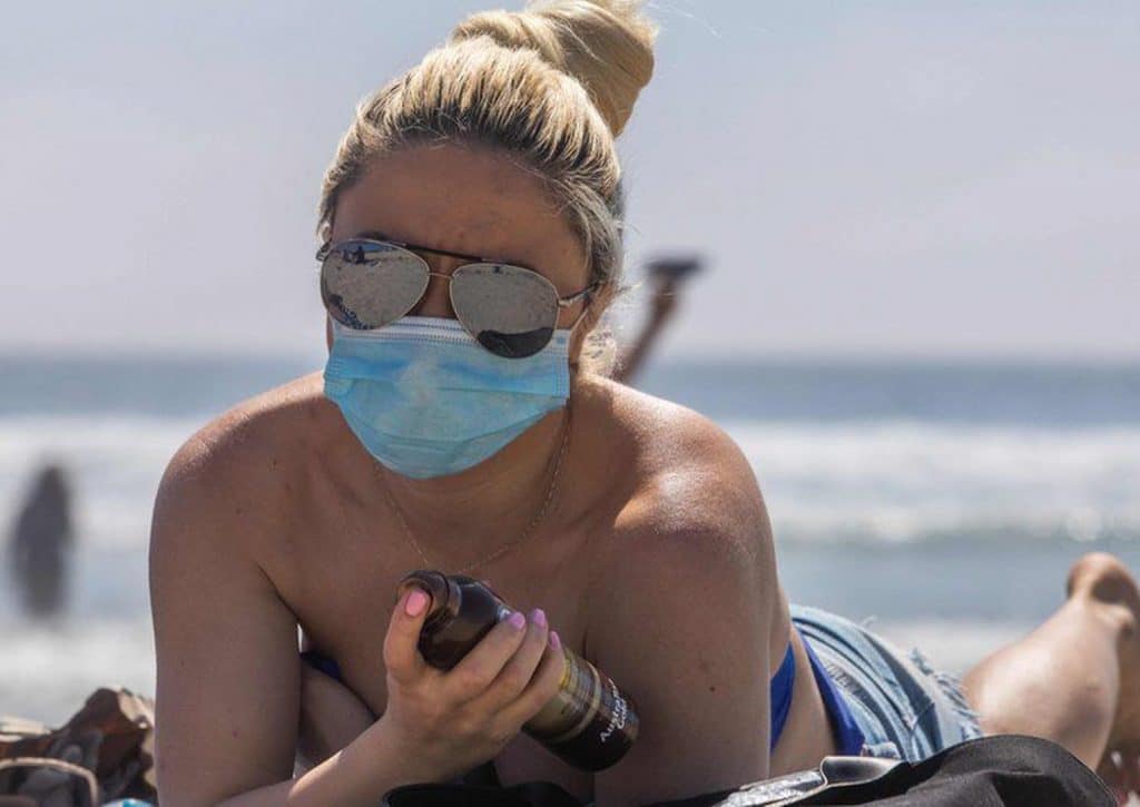 Beach with face mask